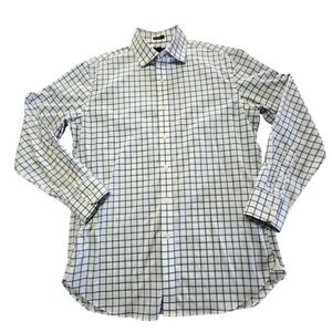 J.Crew Men's Ludlow Slim Fit Button Down Shirt‎ White Blue Plaid Size 16/33